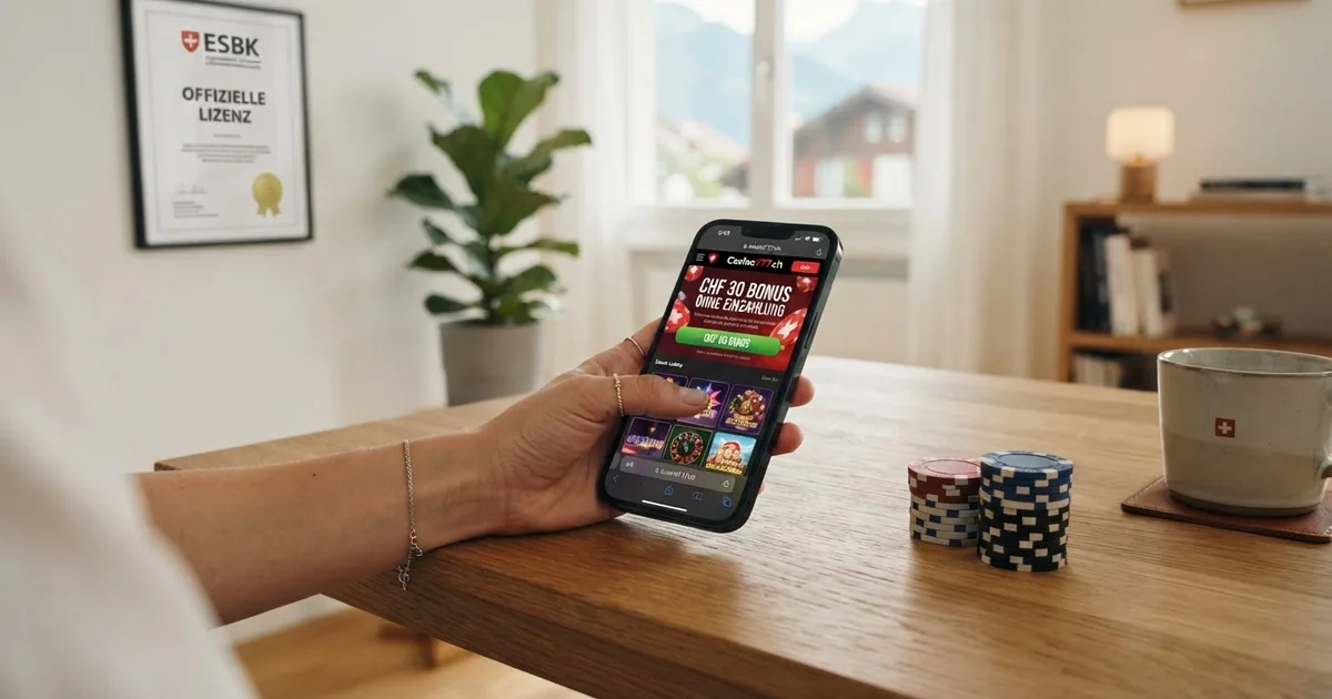 Bildschirmansicht einer Vergleichstabelle mit Logos lizenzierter Schweizer Online-Casinos