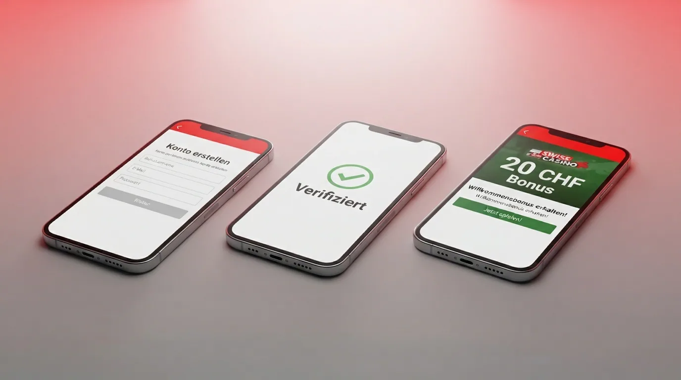 Schema: Registrierung, Verifizierung, Bonusgutschrift – die drei Schritte zum No-Deposit-Bonus