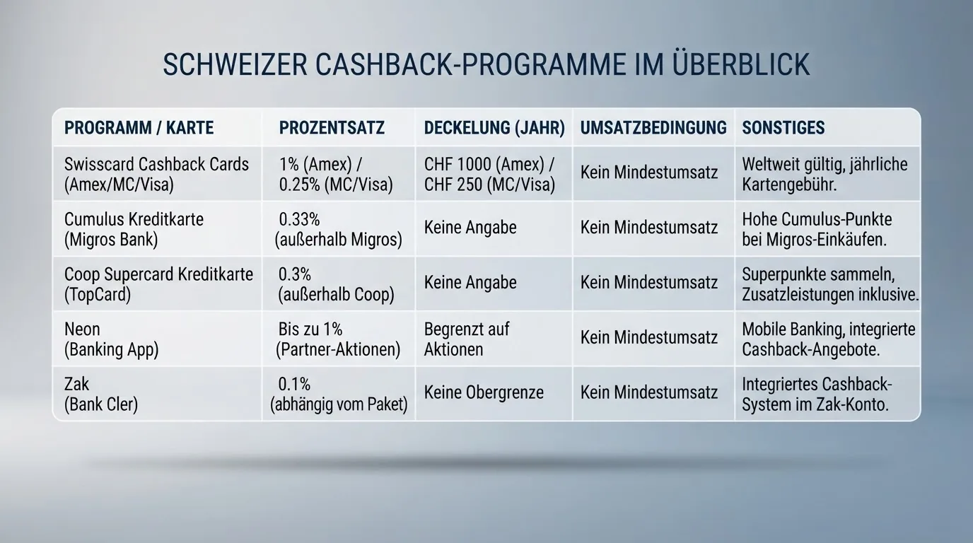 Vergleichstabelle aller zehn ESBK-lizenzierten Schweizer Online-Casinos mit ihren Kernkonditionen