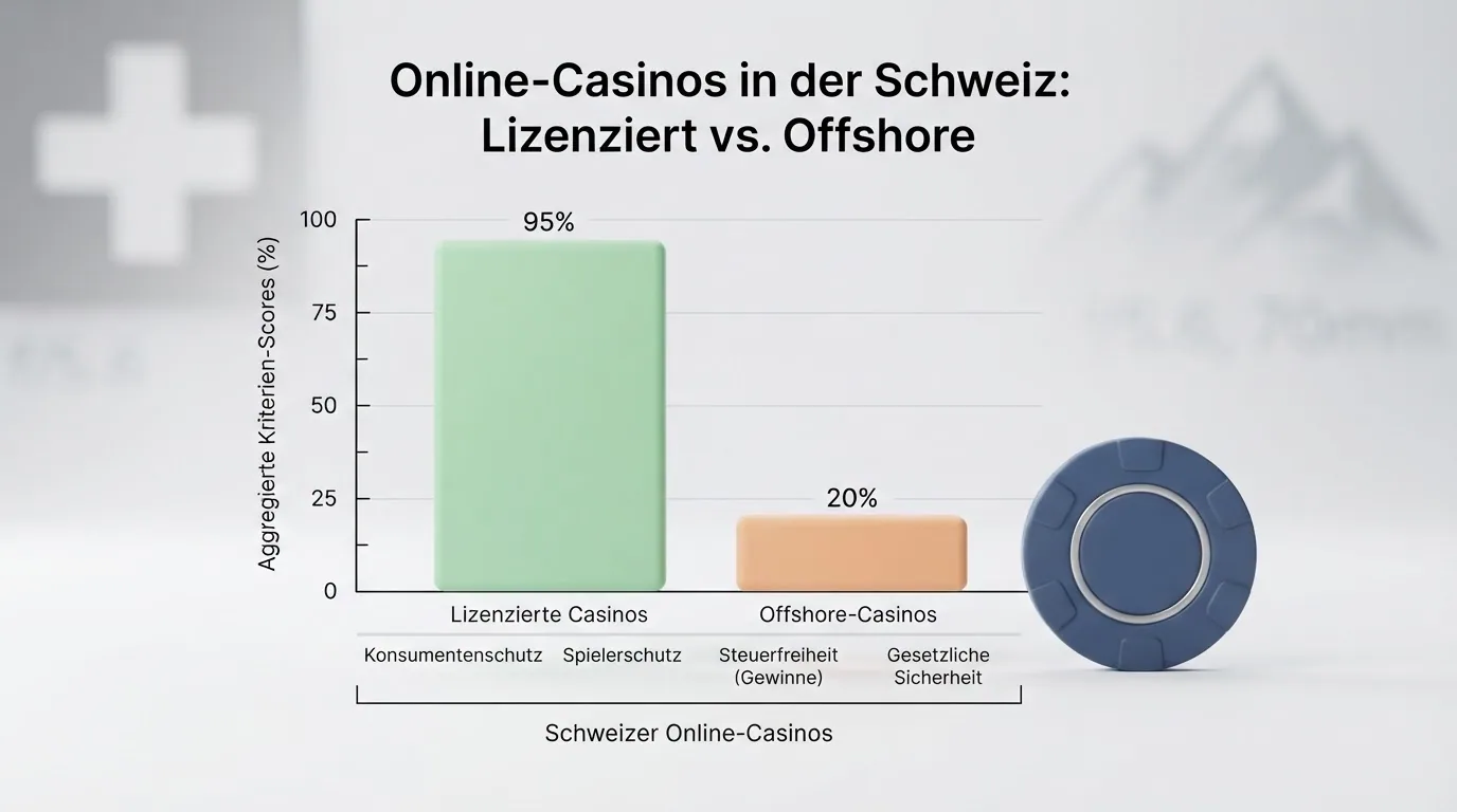 Zehn Logos lizenzierter Schweizer Online-Casinos in einer Vergleichsübersicht, mit farblicher Markierung des Lizenzstatus