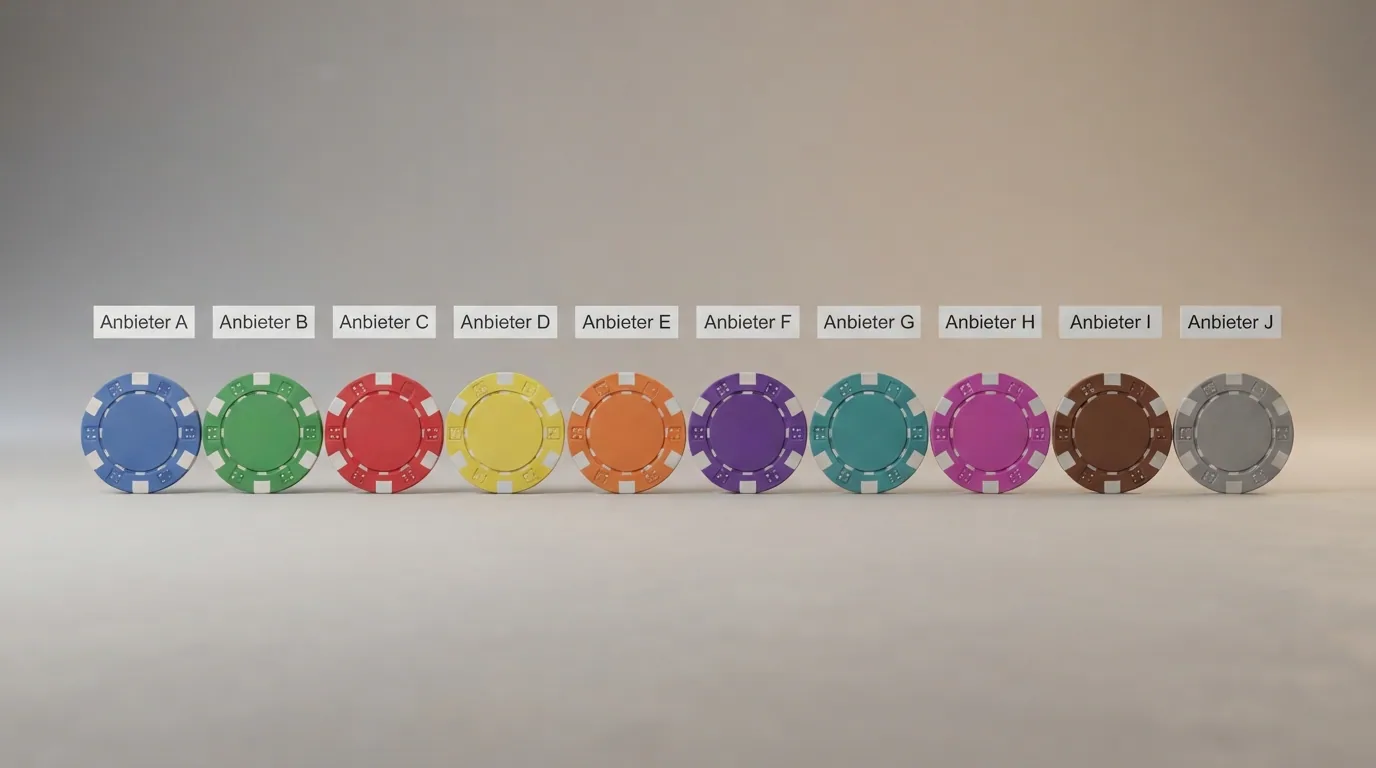 Eine Vergleichstabelle mit Logos und Bonus-Kennzahlen der zehn lizenzierten Schweizer Online-Casinos