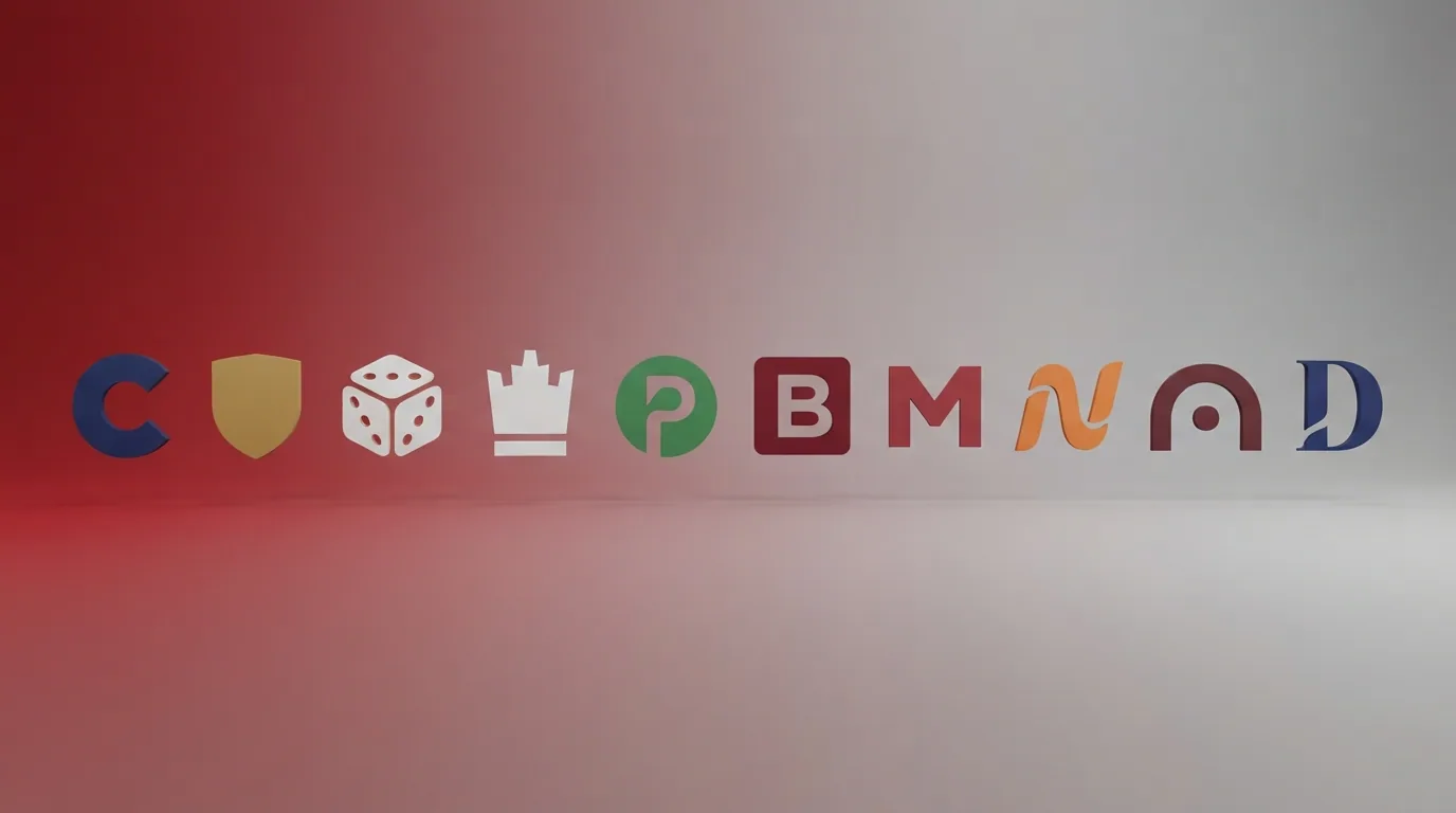 Vergleichstabelle mit den Logos der zehn ESBK-lizenzierten Online-Casinos nebeneinander, farblich nach Spielbank-Standort gruppiert
