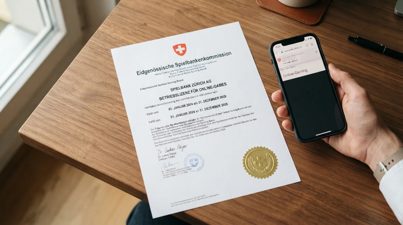 Offizielles Dokument der Eidgenössischen Spielbankenkommission mit Schweizer Wappen und Siegel