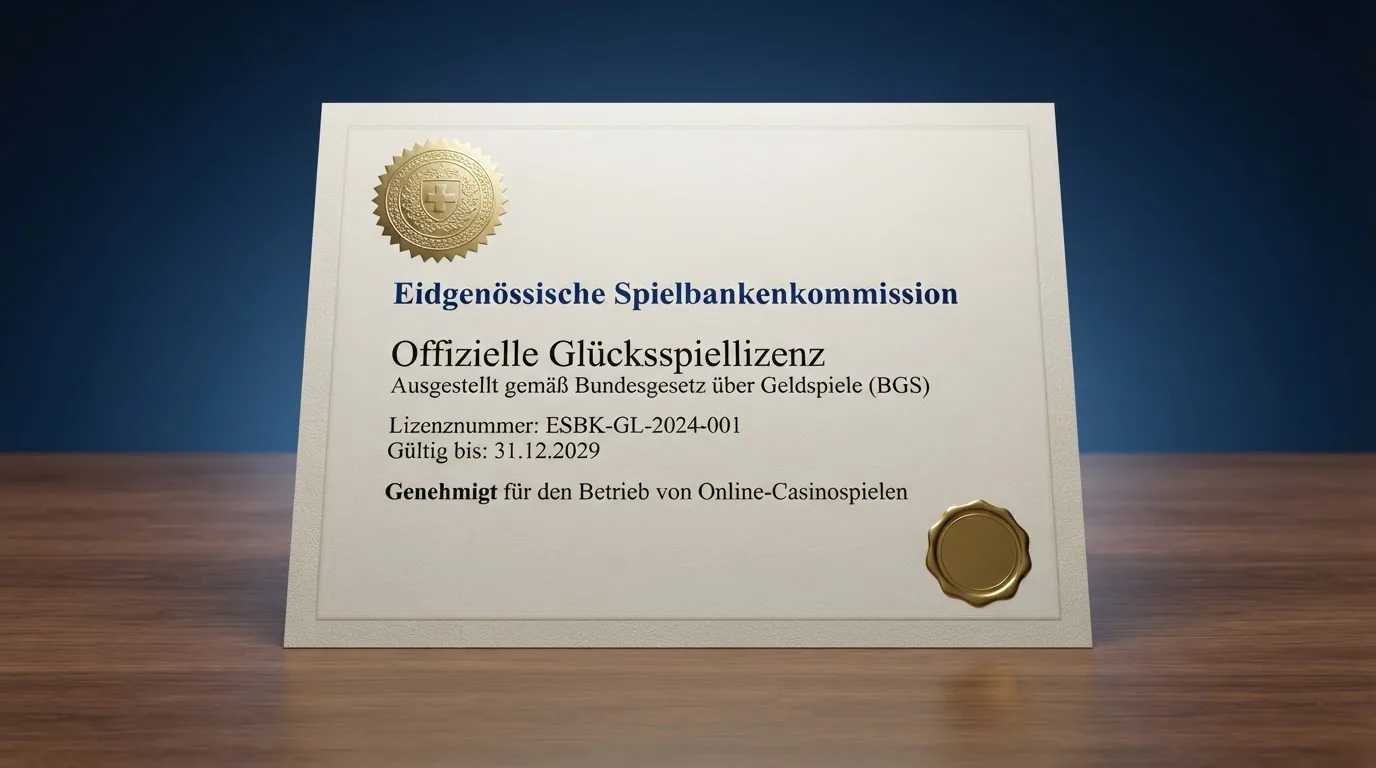 Das offizielle Logo der Eidgenössischen Spielbankenkommission auf einer weissen Dokumentenseite mit dem Titel «Online-Spielbanken»