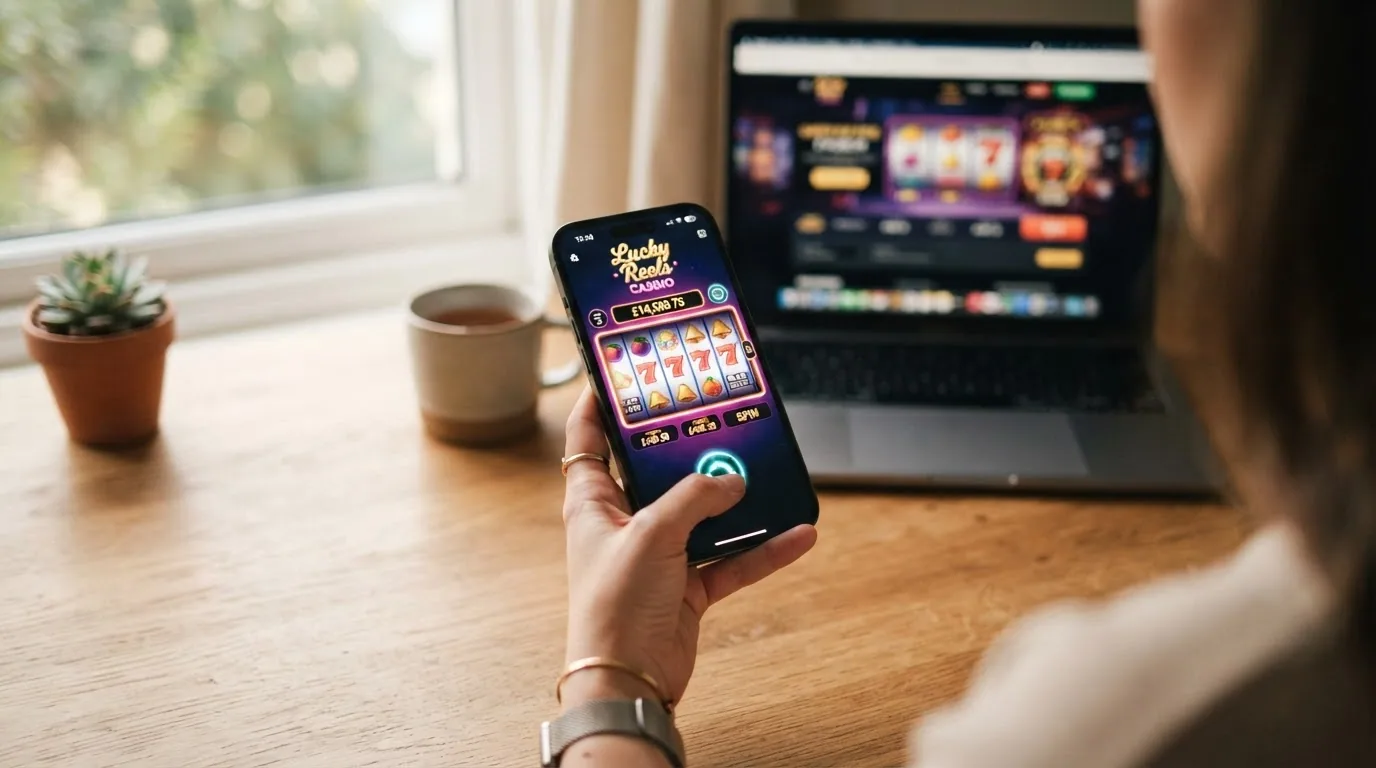 Online-Casino-Oberfläche auf einem Smartphone im Querformat