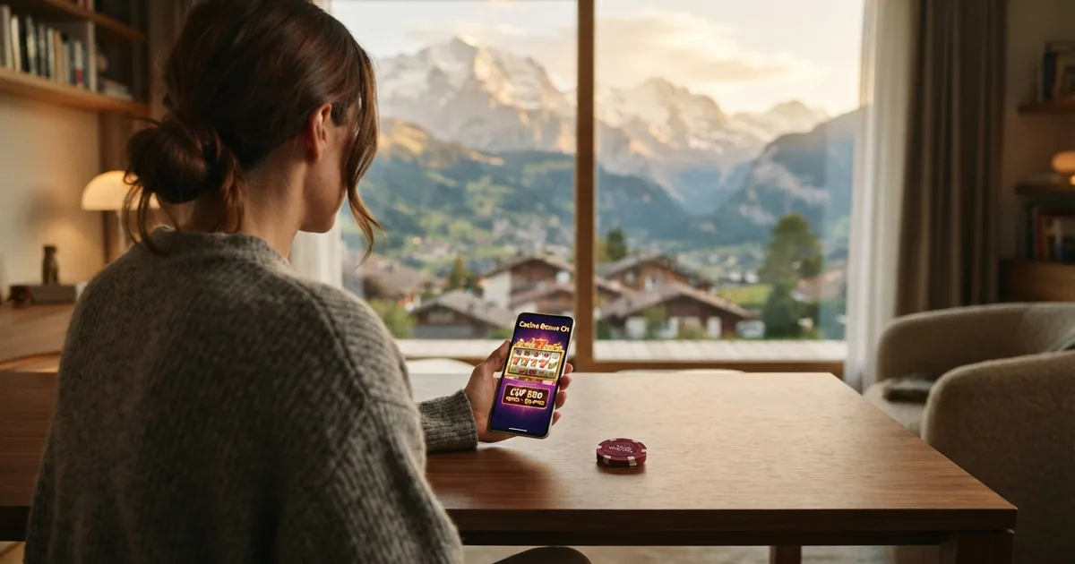 Ein Schweizer Spieler vergleicht Online-Casino-Bonusangebote auf einem Laptop-Bildschirm