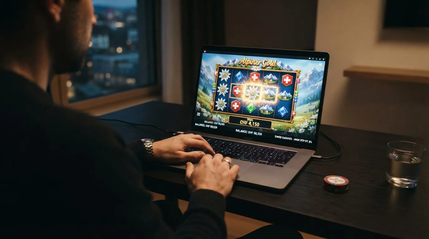Eine Slot-Übersicht mit Spielautomaten-Symbolen und eingeblendeten RTP-Prozentwerten