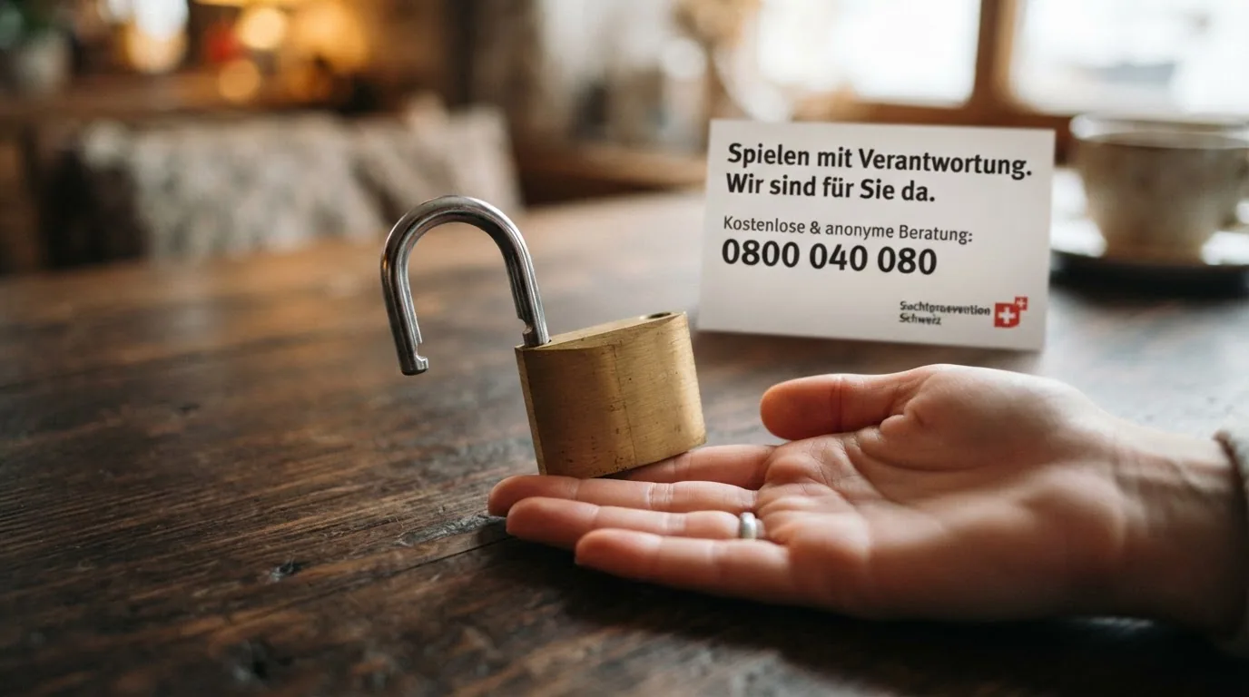Ein Sperrschloss-Symbol mit einer helfenden Hand darunter, daneben die Nummer 0800 040 080