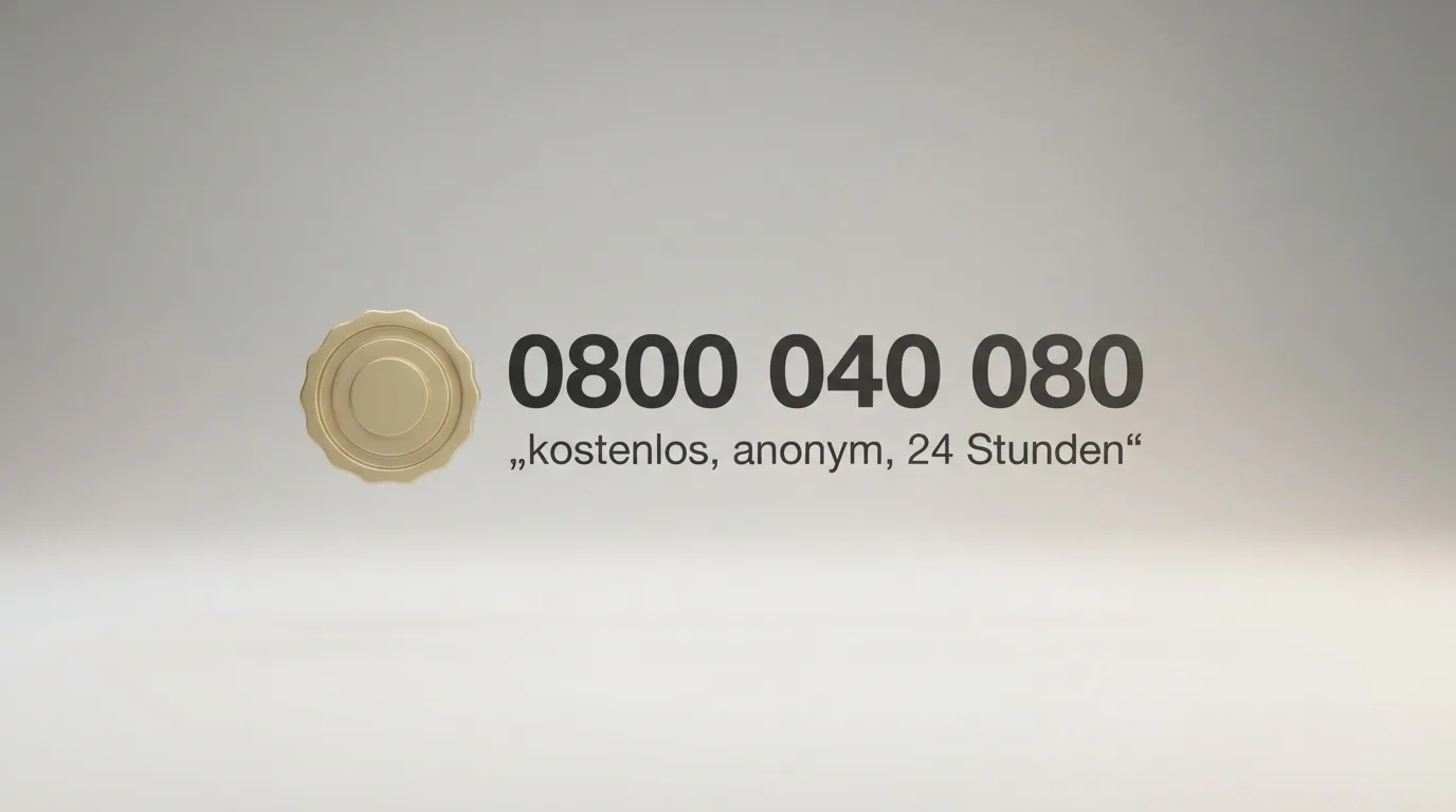 Das Logo von SOS Spielsucht / Spielen ohne Sucht mit der Helpline-Nummer 0800 040 080 gut lesbar daneben, schlichtes Design auf weissem Grund