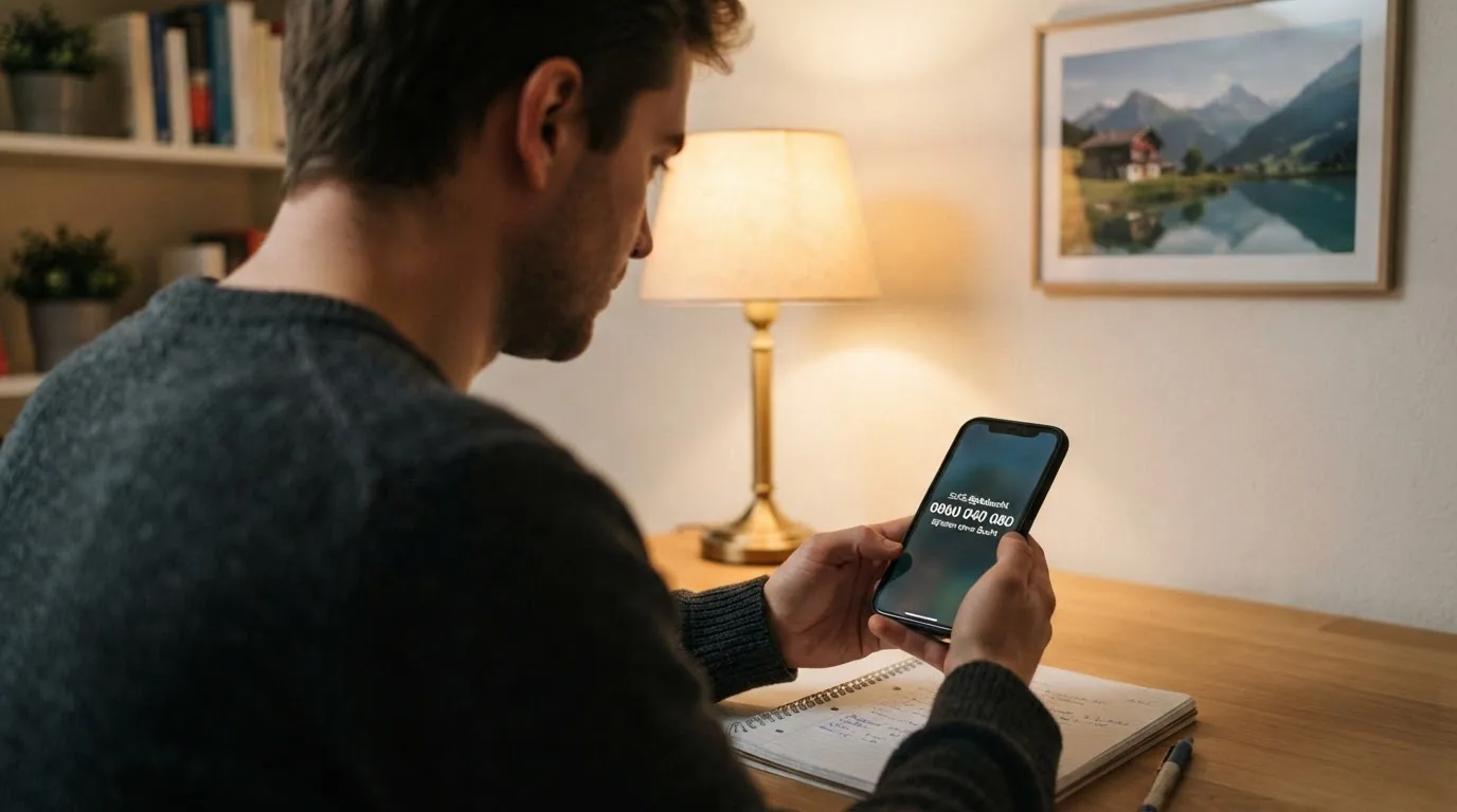 Ein Smartphone mit der gewählten Nummer 0800 040 080, daneben die Logos von SOS-Spielsucht und Spielen ohne Sucht