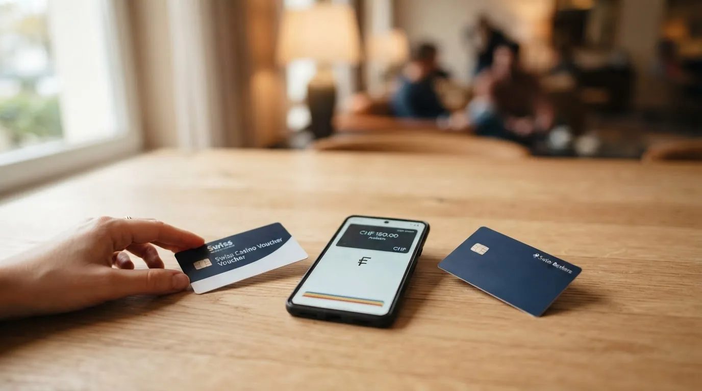 Eine Paysafecard-Karte, ein TWINT-Screen auf dem Handy und eine Kreditkarte nebeneinander auf einem Tisch