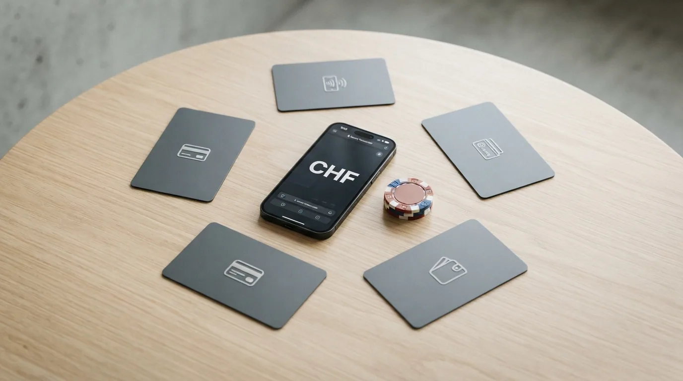 Collage der Zahlungssymbole: TWINT, Visa, PostFinance, Apple Pay, paysafecard — durchgestrichenes PayPal-Logo daneben